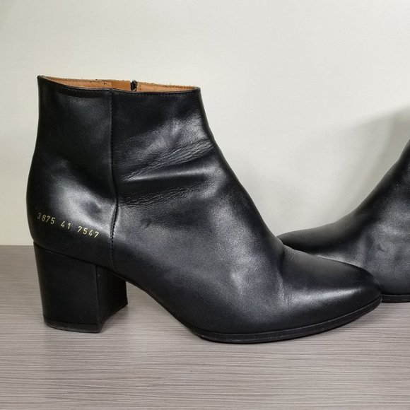 Common Projects Women By Zip Ankle Boot, Black Leather, Womens Size 11 / 41 - Picture 7 of 13
